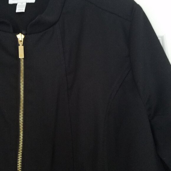 Charter Club Stand Collar Zip Front Blazer Jacket Black w/Gold Buttons Size 18 - Picture 4 of 9